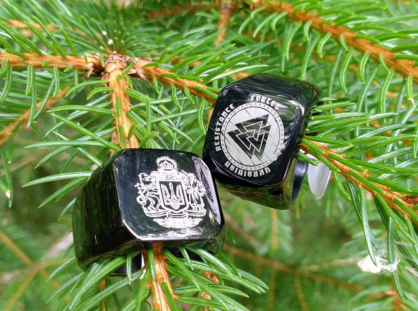 Ukraine Man Military Lucky Ring Protector Coat of arms of Ukraine and Ukr Resistance