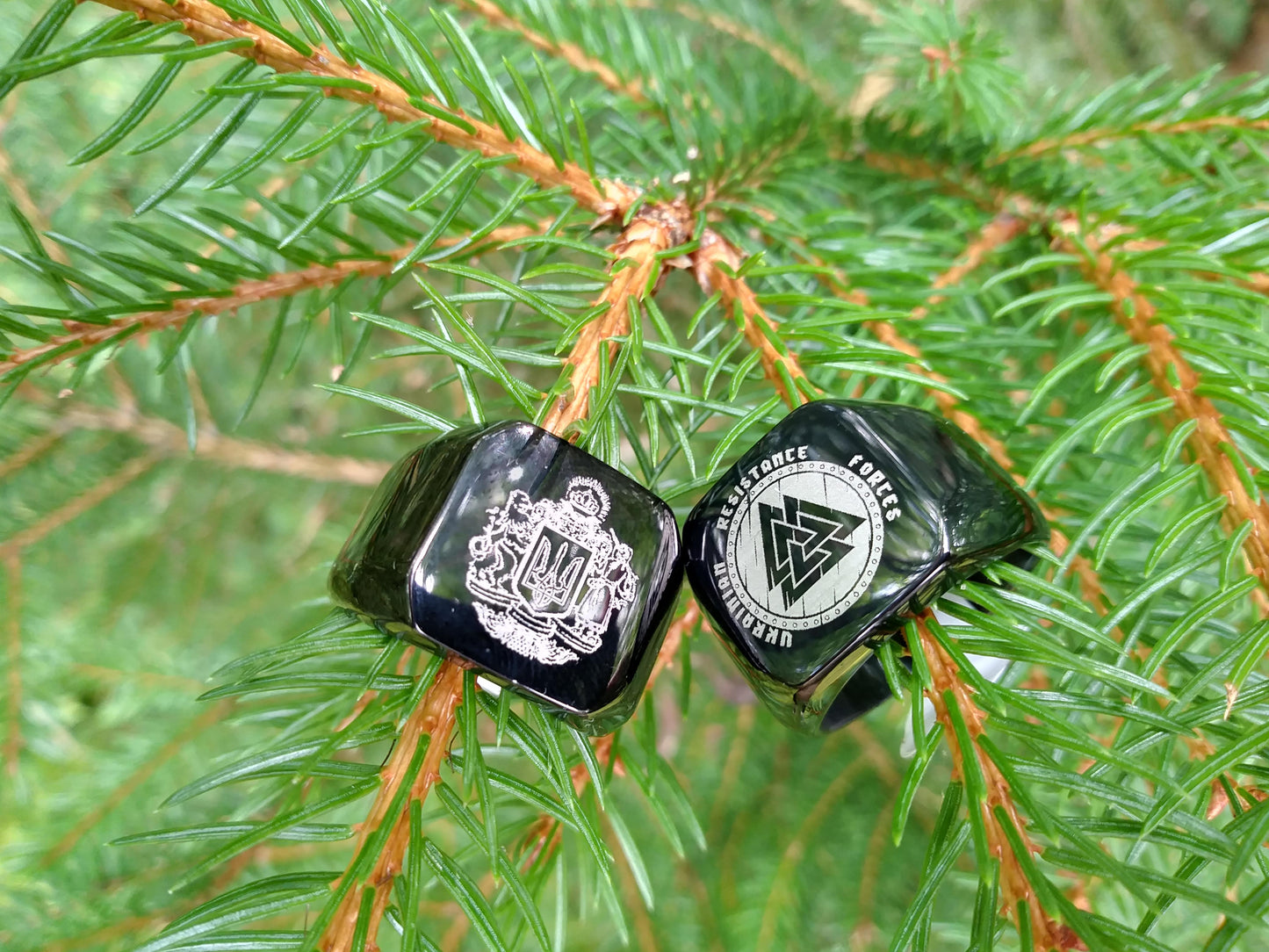 Ukraine Man Military Lucky Ring Protector Coat of arms of Ukraine and Ukr Resistance