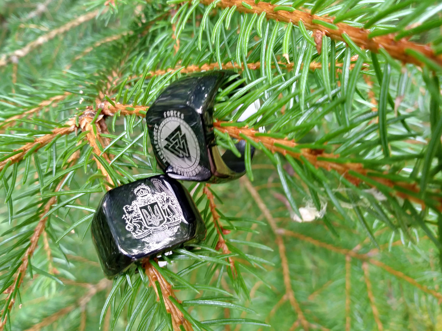Ukraine Man Military Lucky Ring Protector Coat of arms of Ukraine and Ukr Resistance