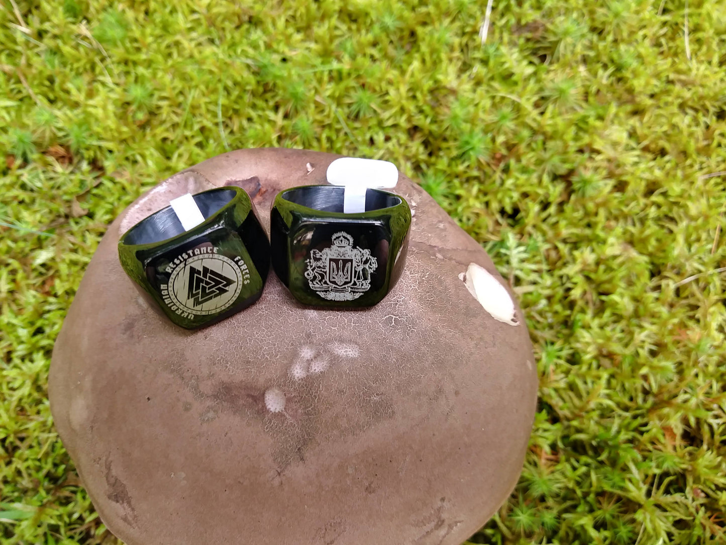 Ukraine Man Military Lucky Ring Protector Coat of arms of Ukraine and Ukr Resistance