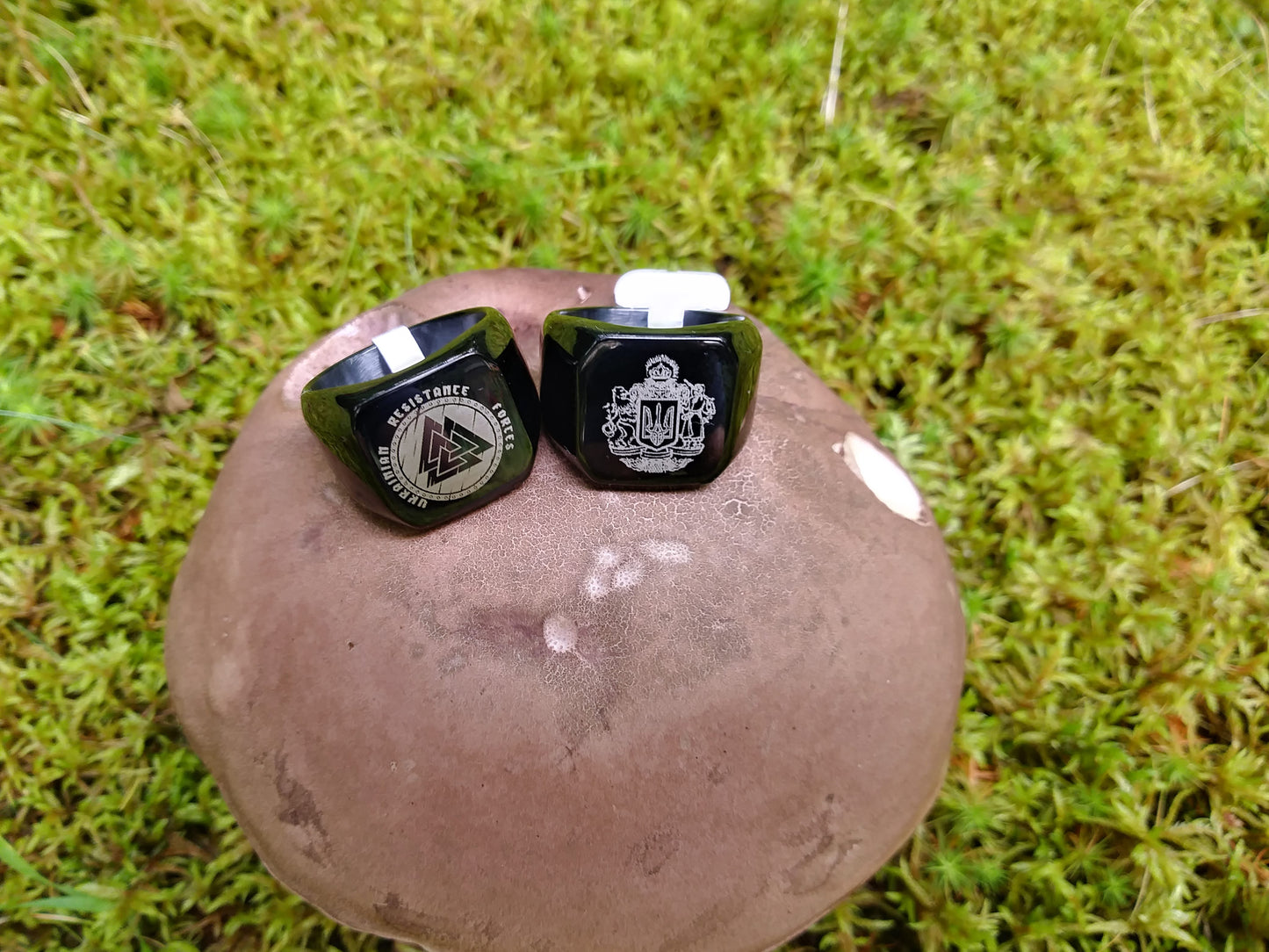 Ukraine Man Military Lucky Ring Protector Coat of arms of Ukraine and Ukr Resistance