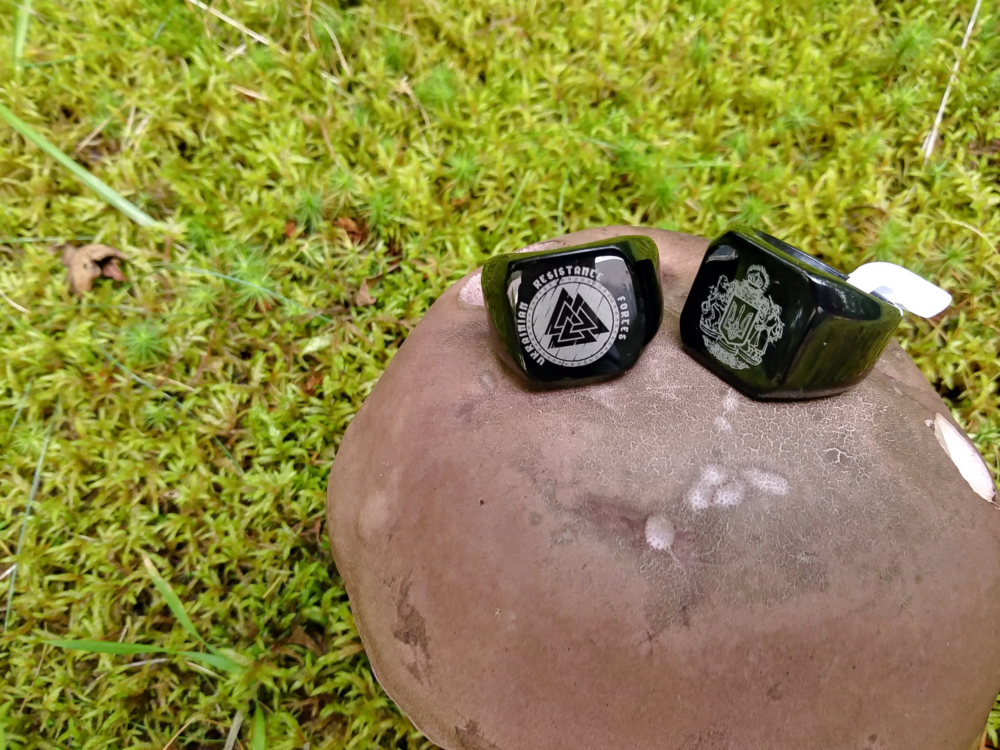 Ukraine Man Military Lucky Ring Protector Coat of arms of Ukraine and Ukr Resistance