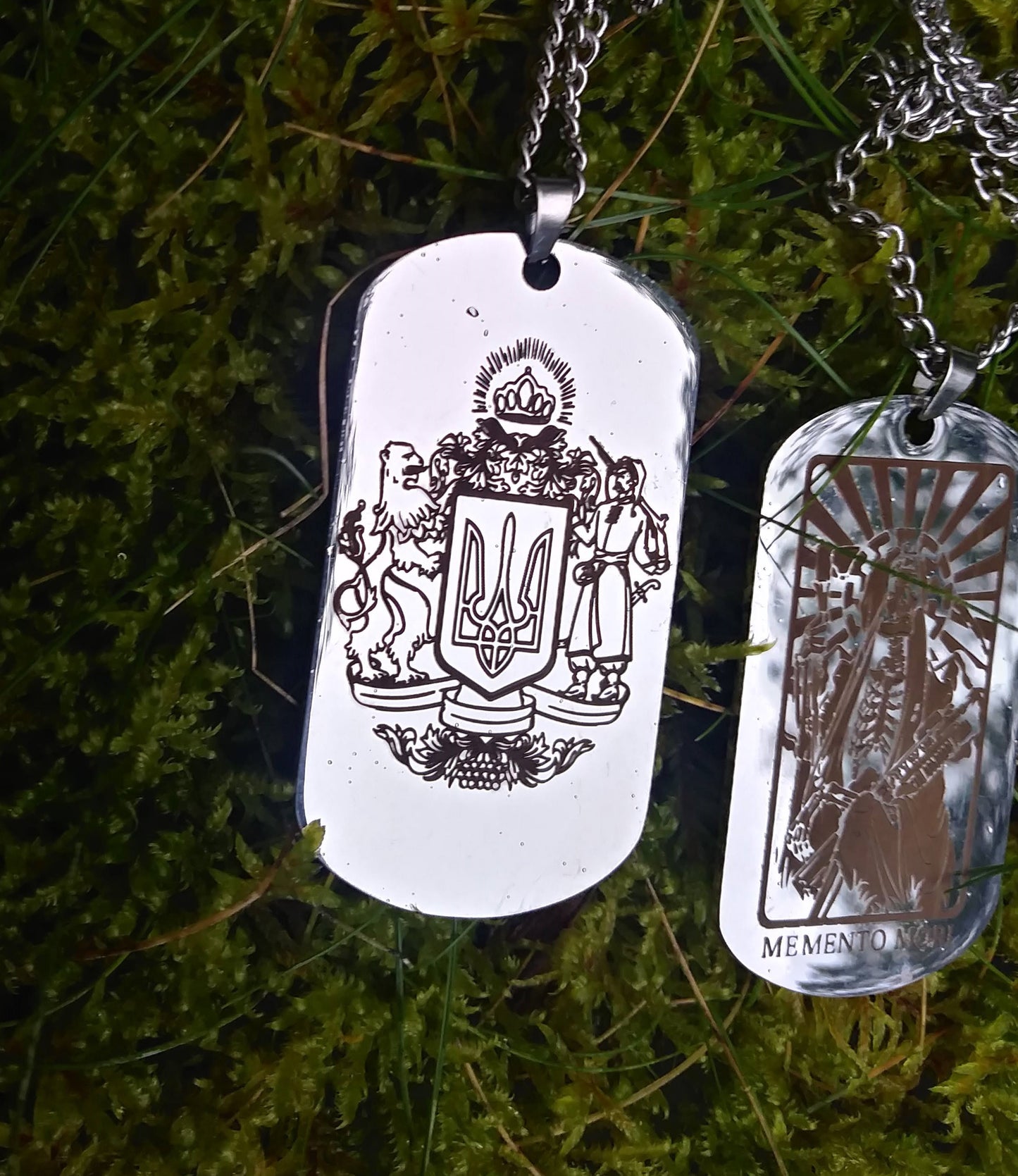 Stainless Steel Ukrainian Military Tactical Lucky Protective Amulet Dog Tag