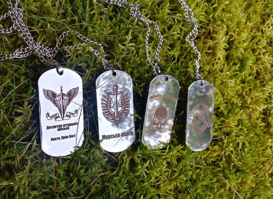 Stainless Steel Ukrainian Military Army Dog Tag ID Amulet Necklace Obereg