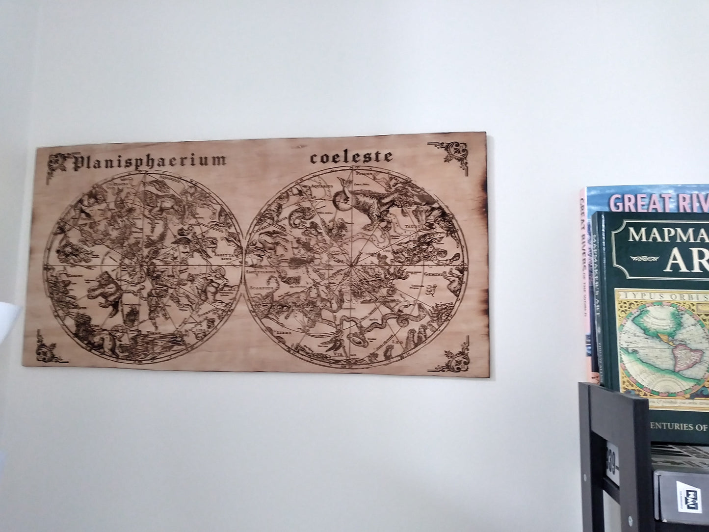 Planisphaerium coeleste Antique Astronomy Map Engraved on Wood