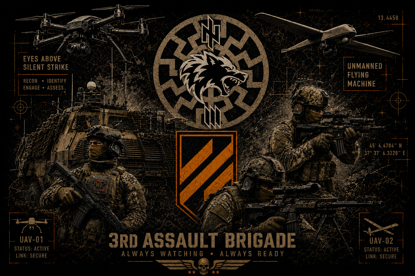 3rd III Separate Assault Brigade Wolf Flag Banner Black Sun