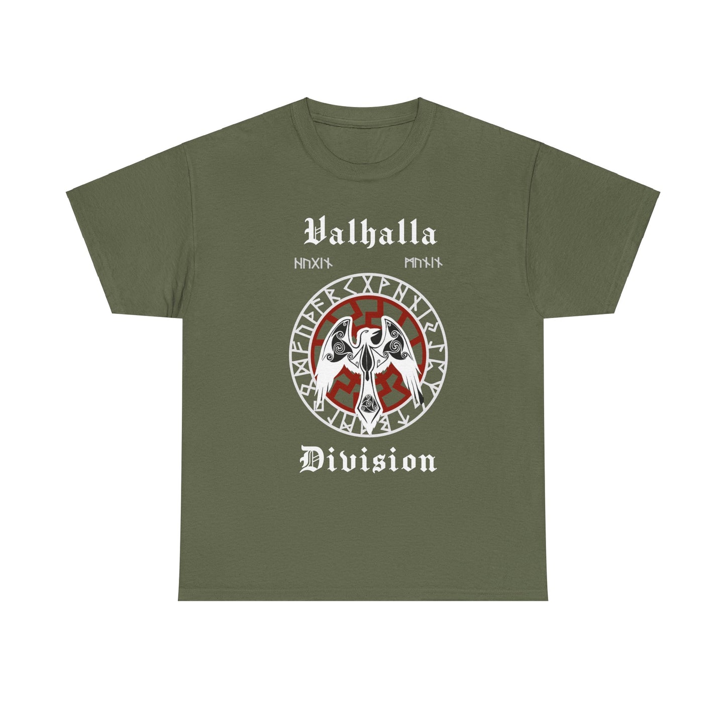 Valhalla Division Odin Raven, Viking Unisex Heavy Cotton Tee