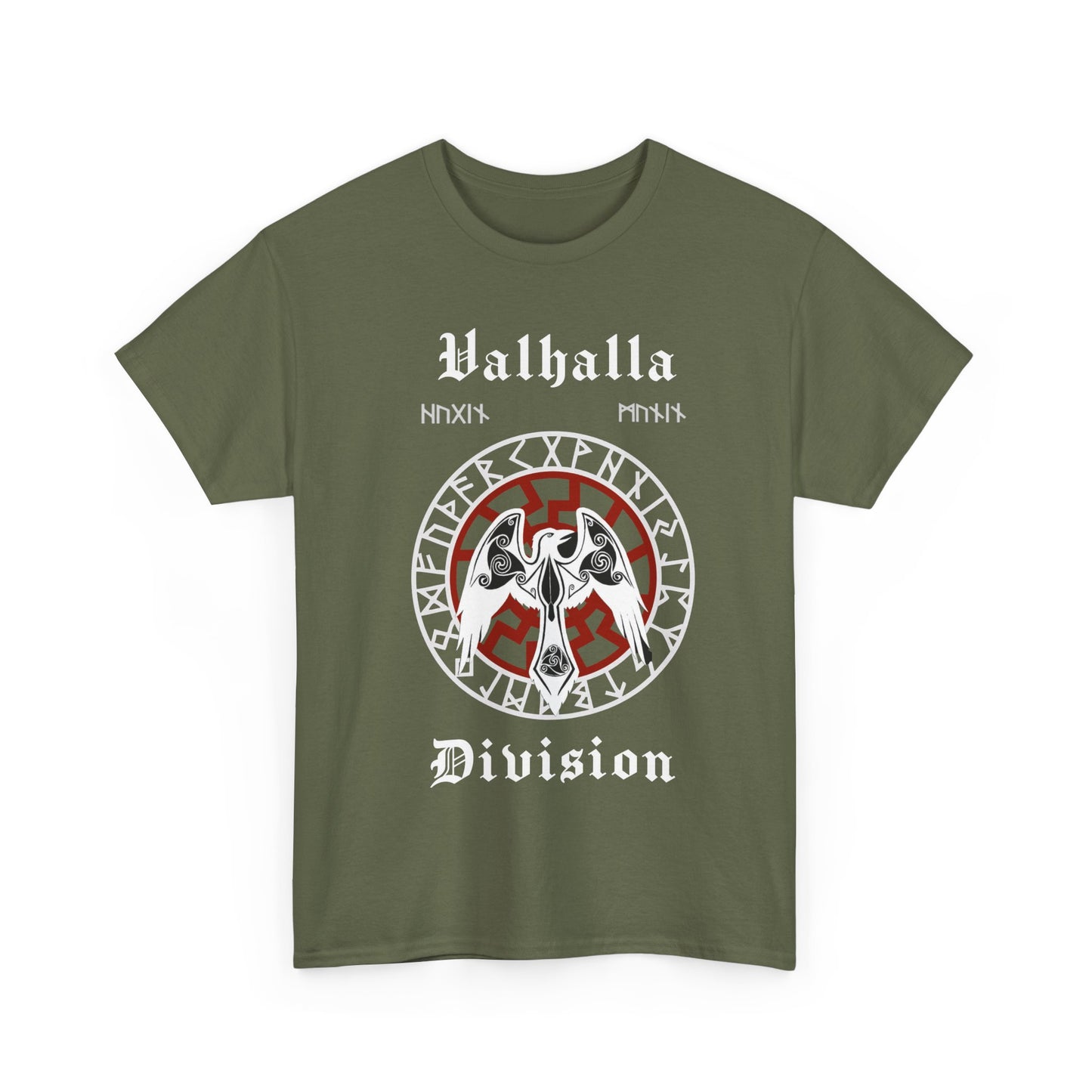 Valhalla Division Odin Raven, Viking Unisex Heavy Cotton Tee