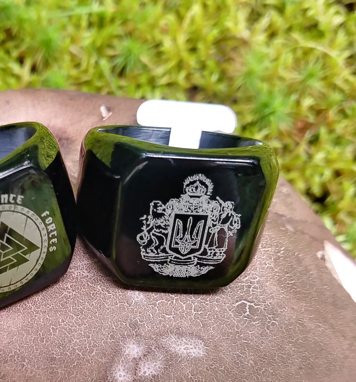 Ukraine Man Military Lucky Ring Protector Coat of arms of Ukraine and Ukr Resistance