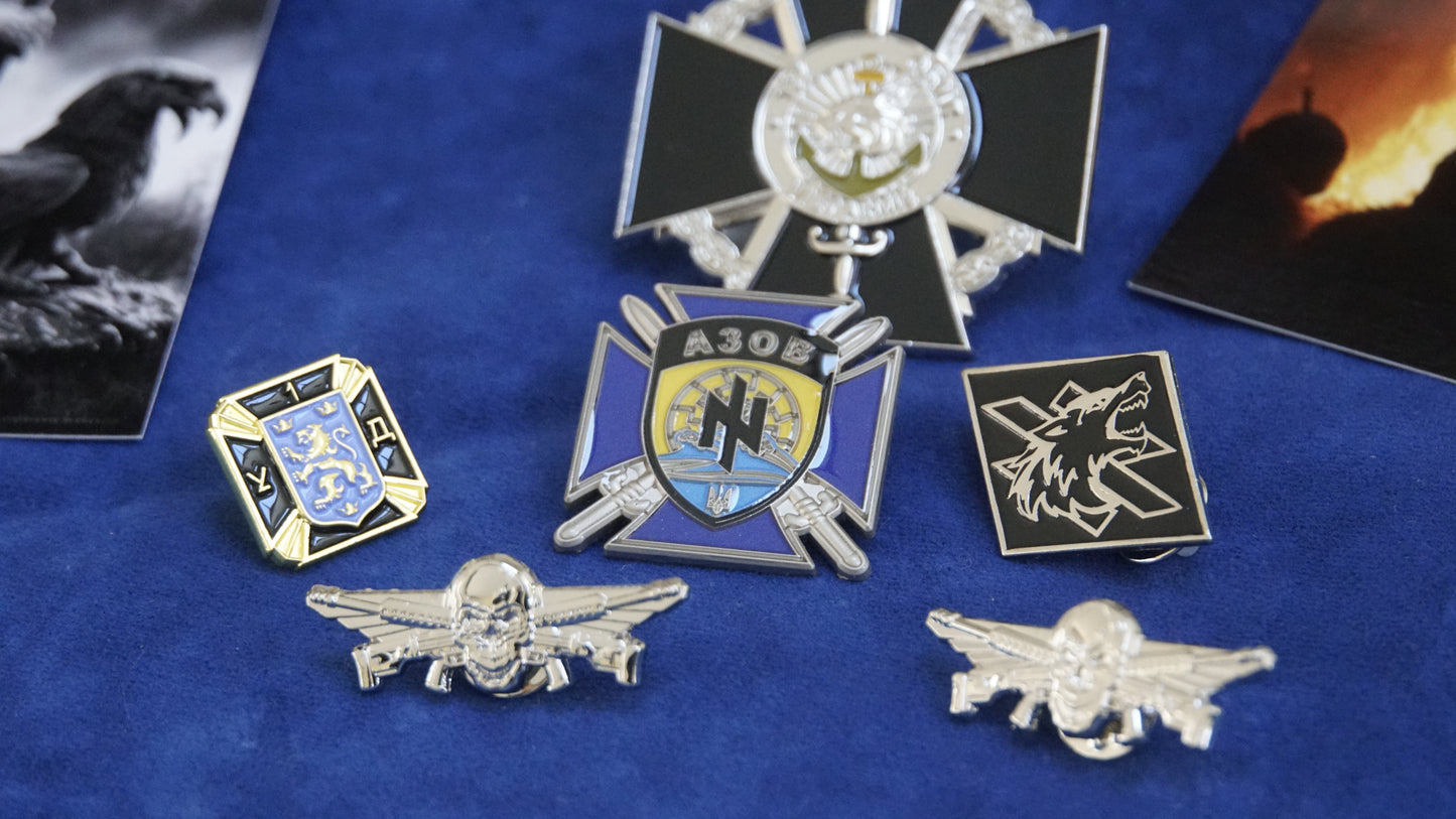 ARMY of UKRAINE Legendary AZOV battalion Cross with Swords Pin Badge
