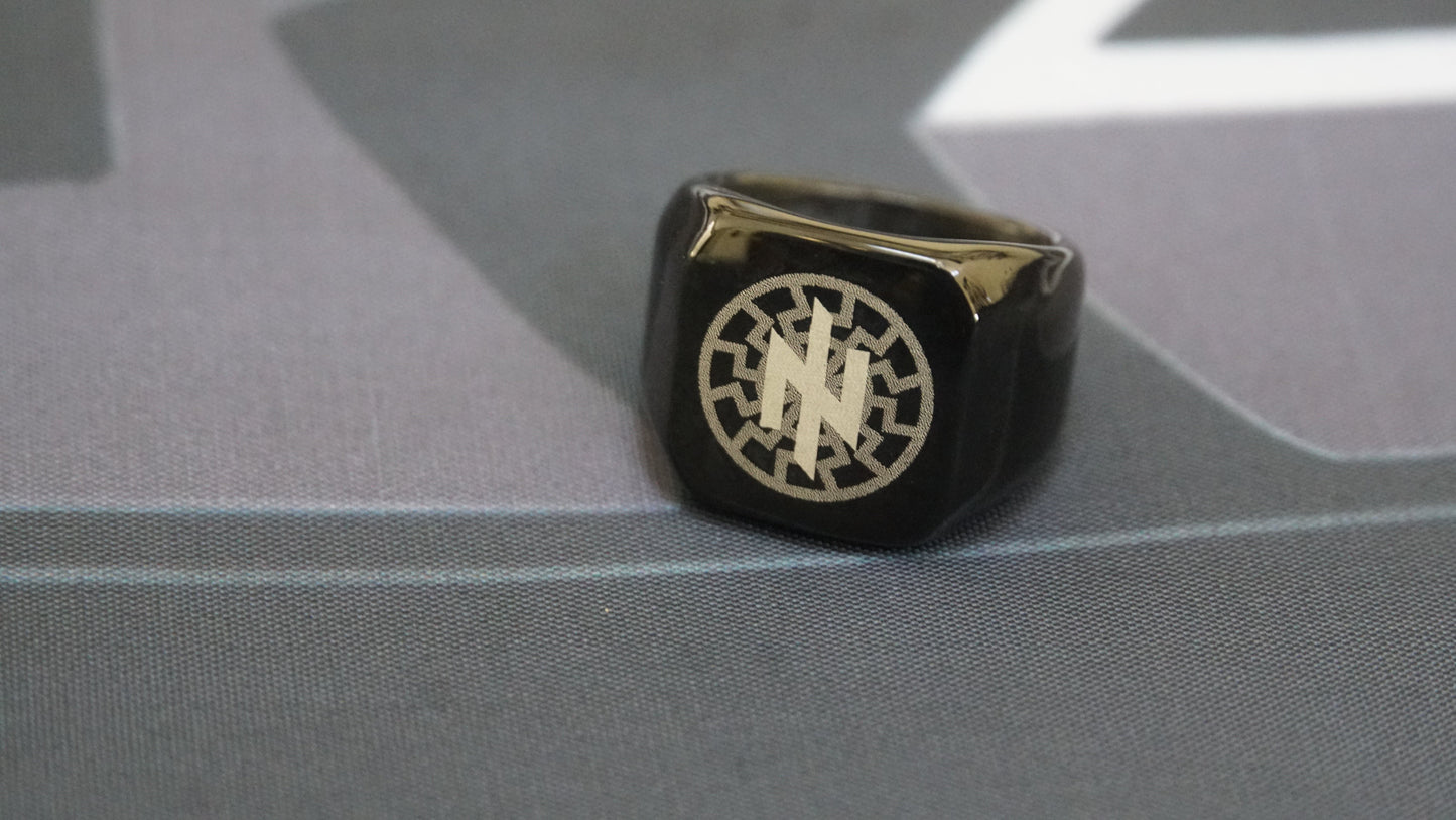 Ukraine Man Military Ring Black Type Three Idea of The Nation