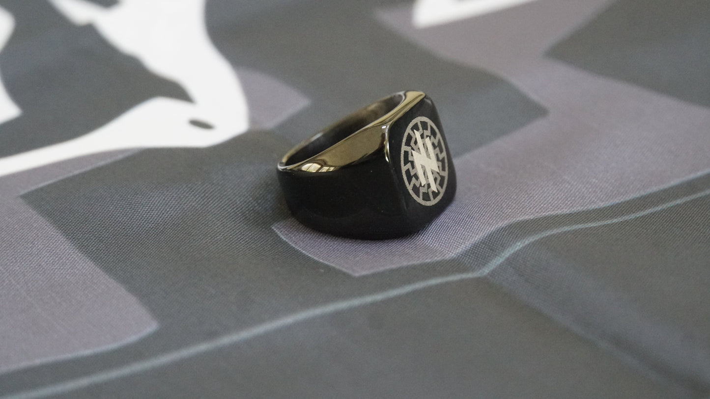 Ukraine Man Military Ring Black Type Three Idea of The Nation
