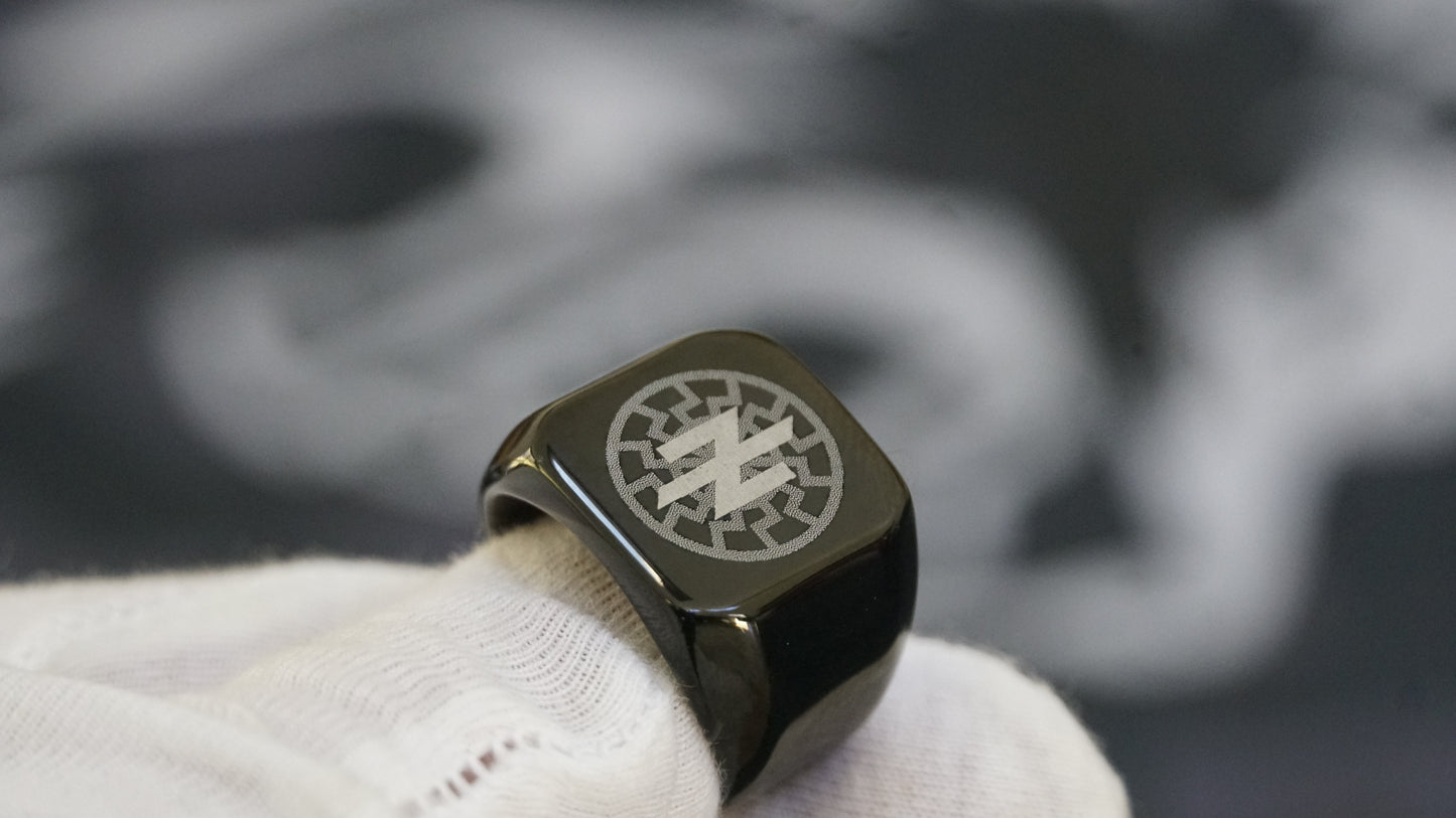 Ukraine Man Military Ring Black Type Three Idea of The Nation