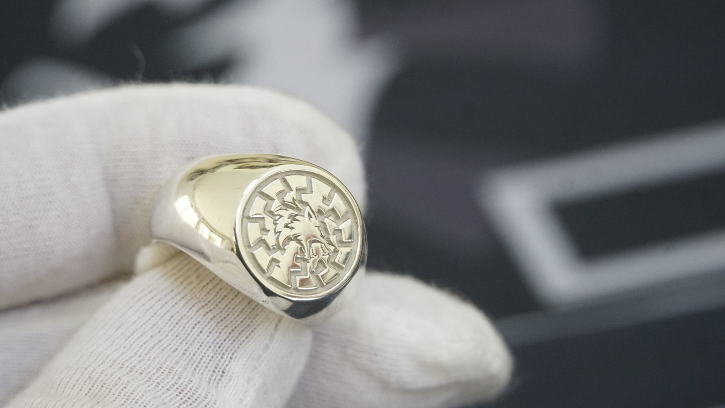Ukraine Man Military 925 Sterling Silver Ring Werewolf BlackSun III Brigade