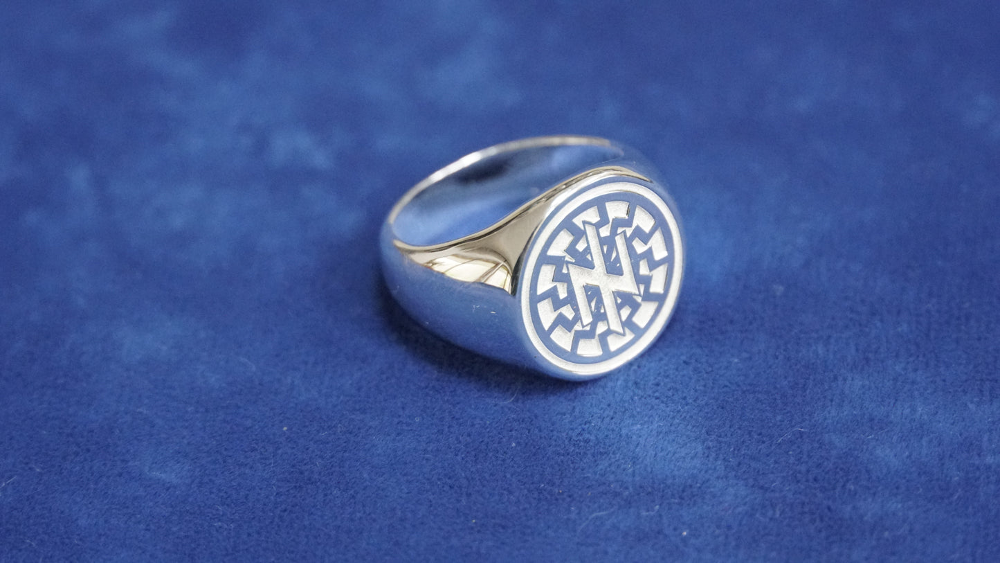Ukraine Man Military 925 Sterling Silver Ring AZOV Idea of Nation BlackSun