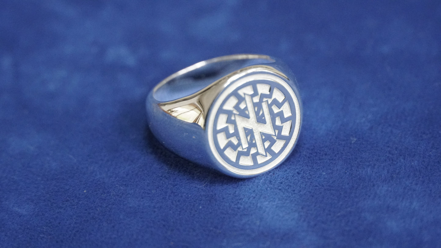 Ukraine Man Military 925 Sterling Silver Ring AZOV Idea of Nation BlackSun
