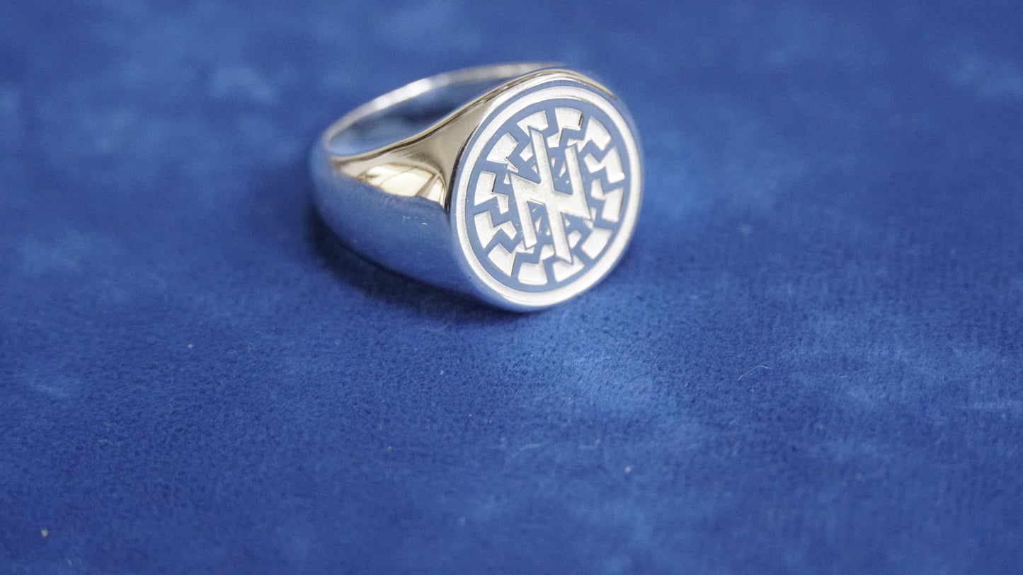 Ukraine Man Military 925 Sterling Silver Ring AZOV Idea of Nation BlackSun