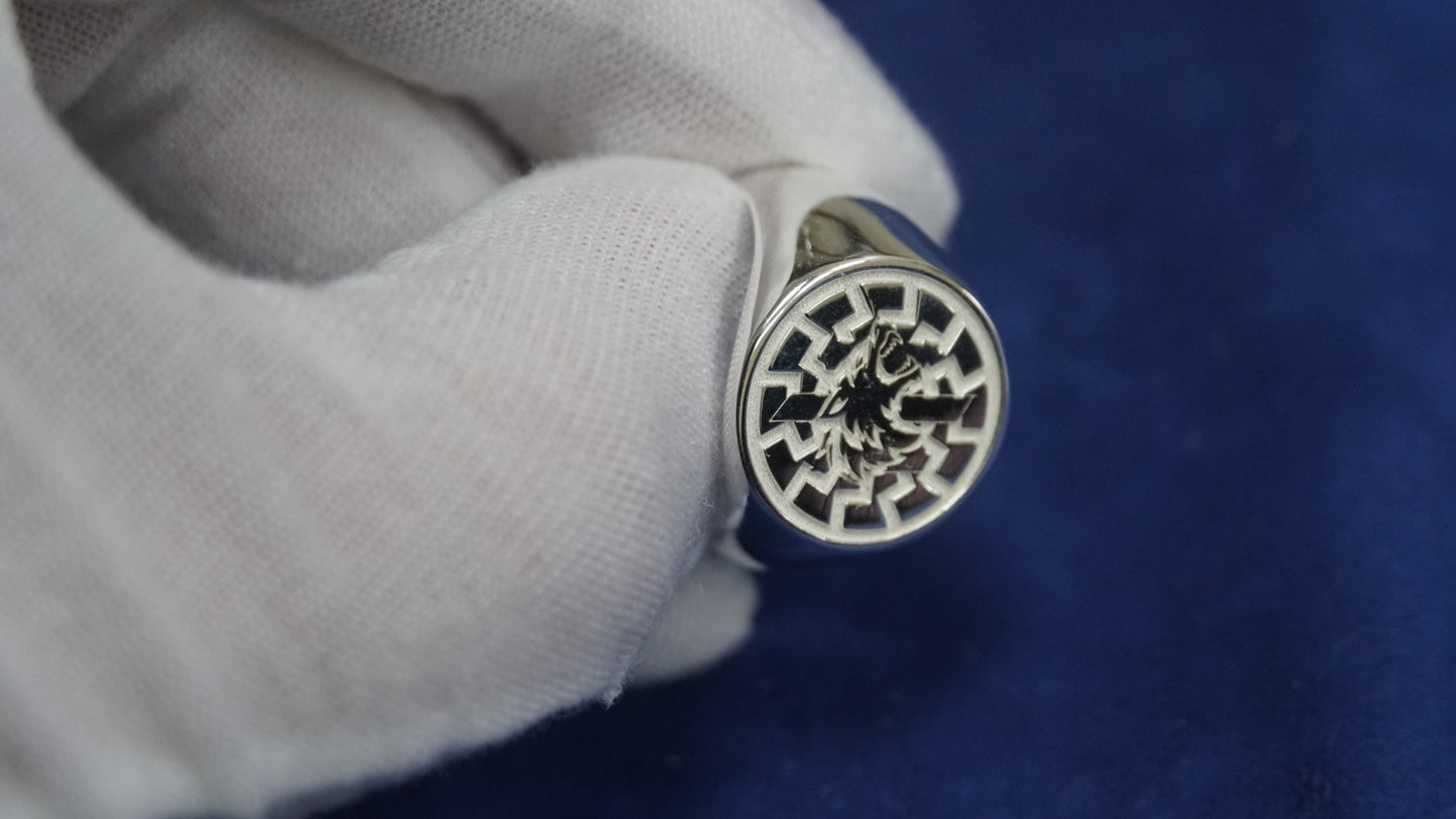 Ukraine Man Military 925 Sterling Silver Ring Werewolf BlackSun III Brigade