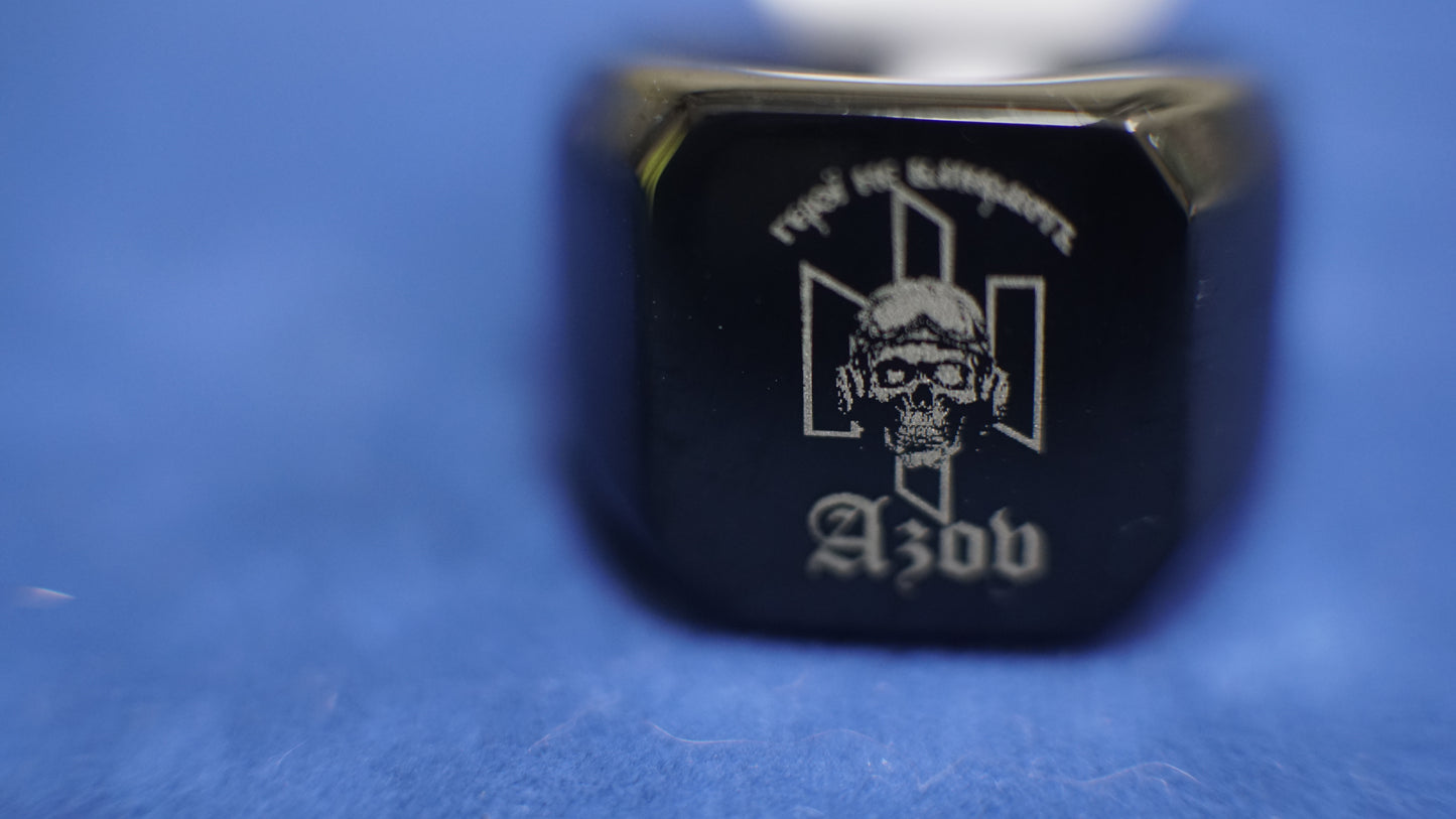 Ukraine Man Military Black Ring AZOV Heroes Never Die