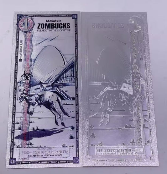 2026 2027 US Zombucks Silver Plated Banknote Silver PET Cards Apocalypse Currency