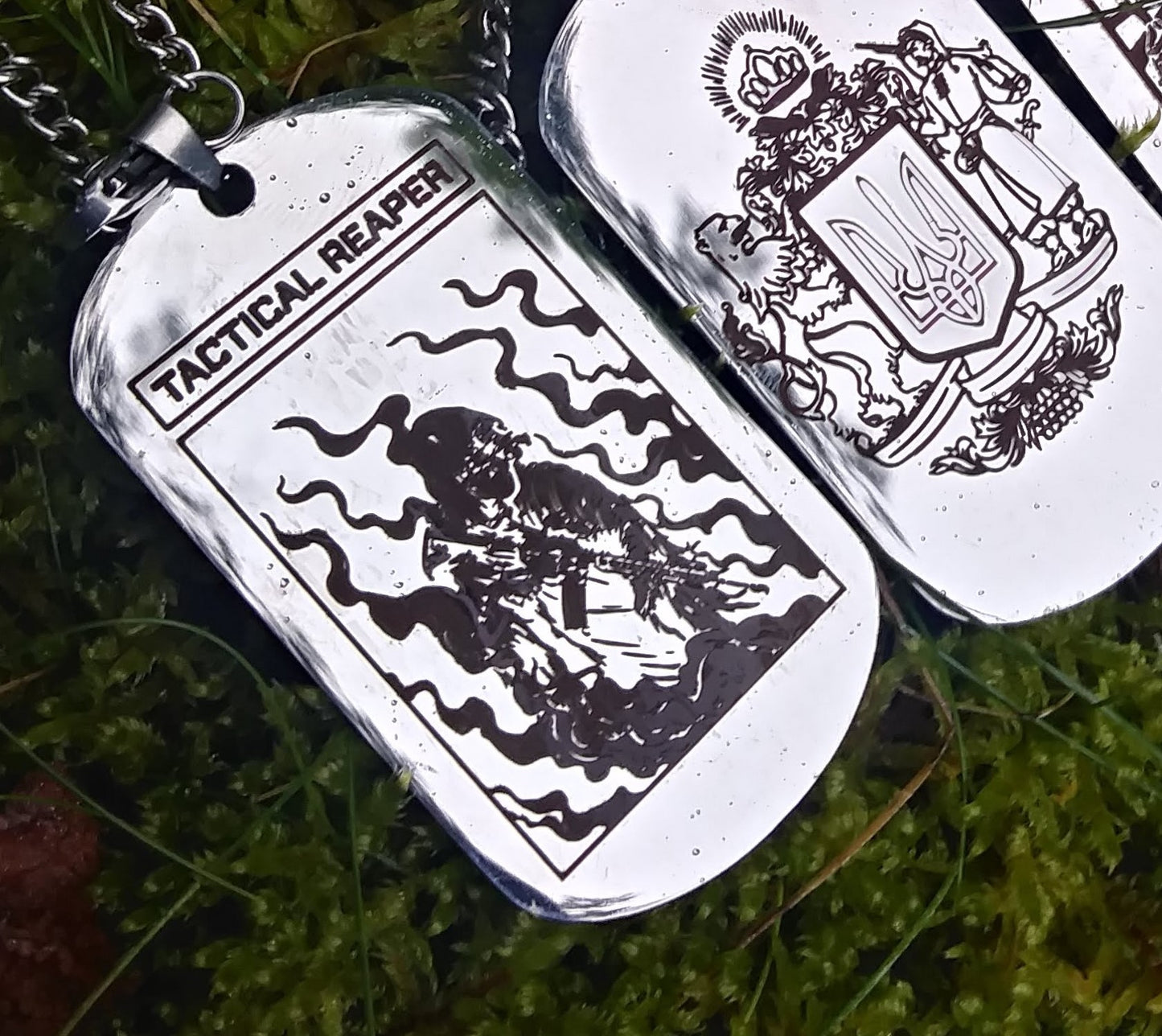 Stainless Steel Ukrainian Military Tactical Lucky Protective Amulet Dog Tag