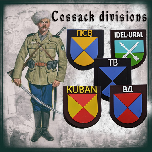 Cossack divisions Anti Soviet Rule fighters Kuban, Don Terek Suberian and Russia Volunteers