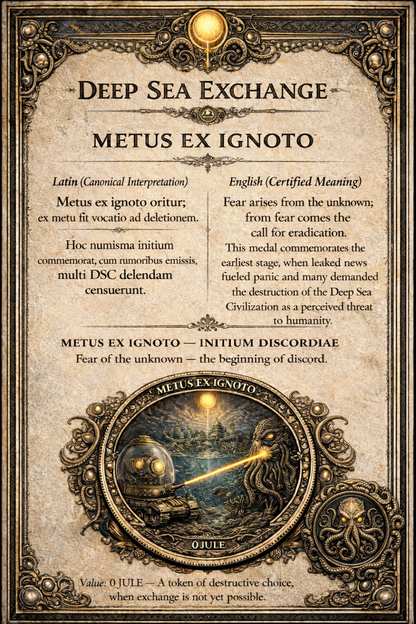 0 JULE · PRÉLUDE METUS EX IGNOTO — DEEP SEA EXCHANGE ART ARTIFACT with Certificate