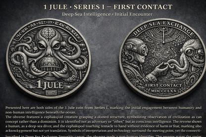 1 JULE · FIRST CONTACT — DEEP SEA EXCHANGE ART ARTIFACT First Coin 1870