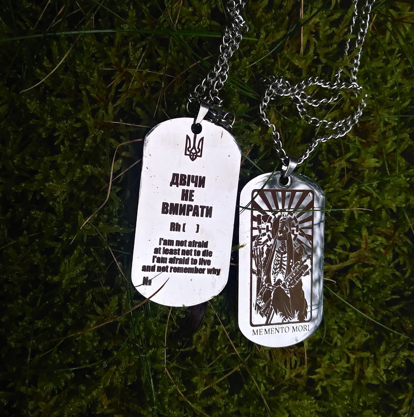 Stainless Steel Ukrainian Military Tactical Lucky Protective Amulet Dog Tag