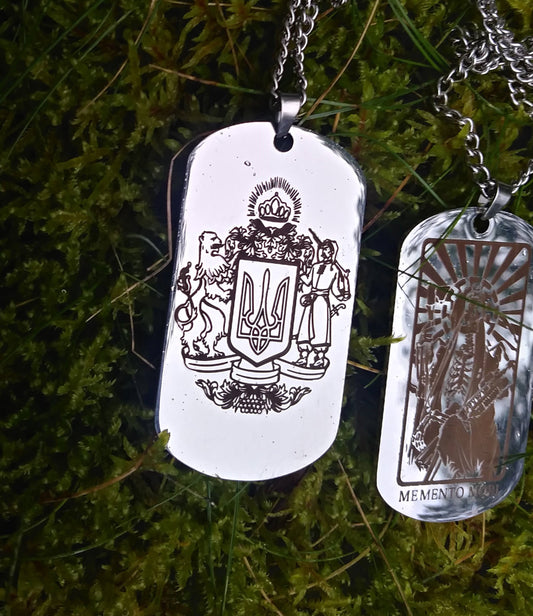 Stainless Steel Ukrainian Military Tactical Lucky Protective Amulet Dog Tag  Obereg