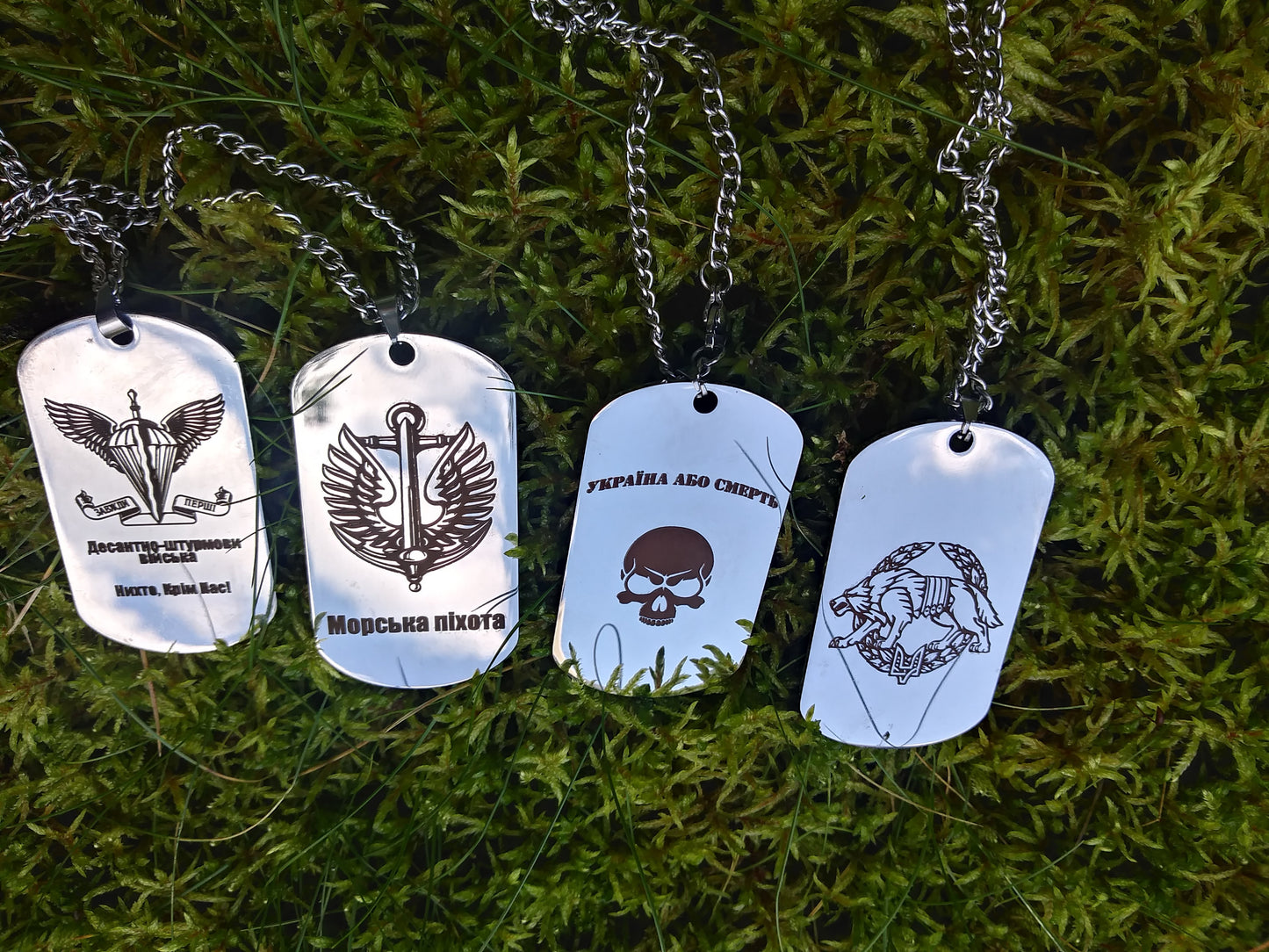 Stainless Steel Ukrainian Military Army Dog Tag ID Amulet Necklace Airborne Assault