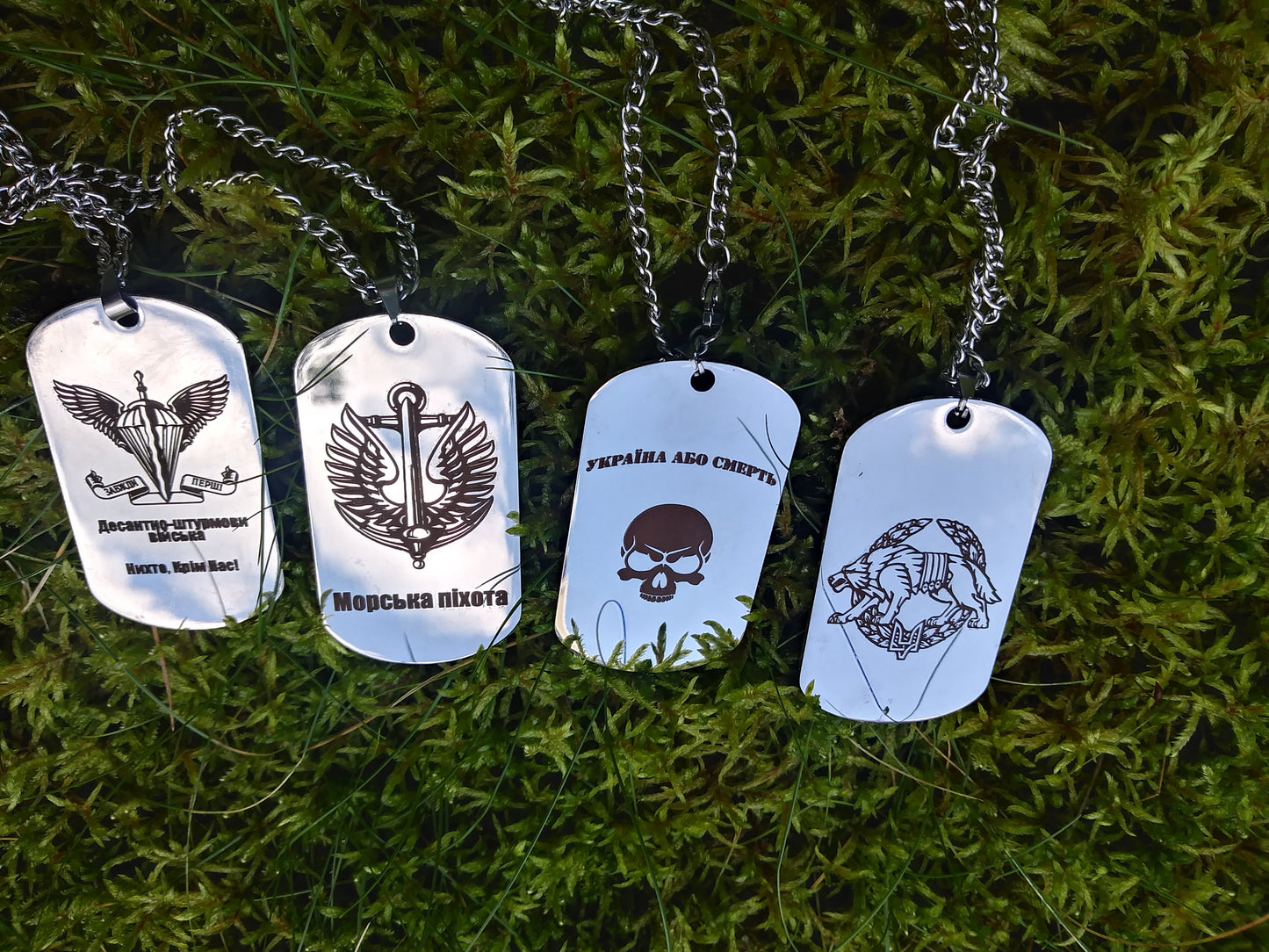 Stainless Steel Ukrainian Military Army Dog Tag ID Amulet Necklace Airborne Assault