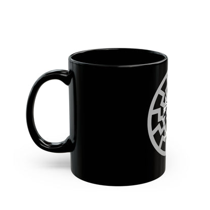 Black Mug — Wolf Head on Celtic Sun Knot Coffee Cup