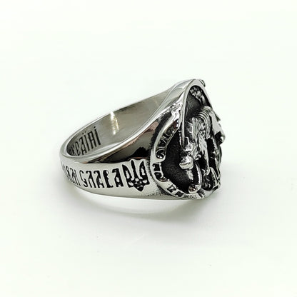 Ukraine Special Operation Forces Ring Glory to Ukraine, Heroes Glory, Silver Plated Steel Size 10