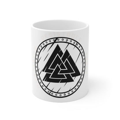 Valknut Norse Rune Coffee Mug — Viking Mythology Ceramic Cup (11oz/15oz)