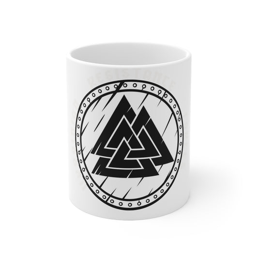 Valknut Norse Rune Coffee Mug — Viking Mythology Ceramic Cup (11oz/15oz)
