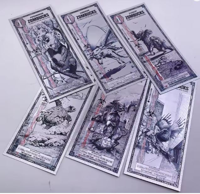 2026 2027 US Zombucks Silver Plated Banknote Silver PET Cards Apocalypse Currency