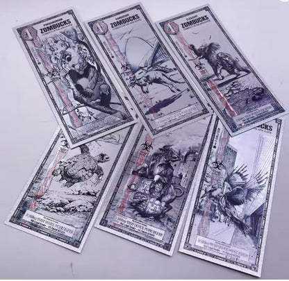 2026 2027 US Zombucks Silver Plated Banknote Silver PET Cards Apocalypse Currency