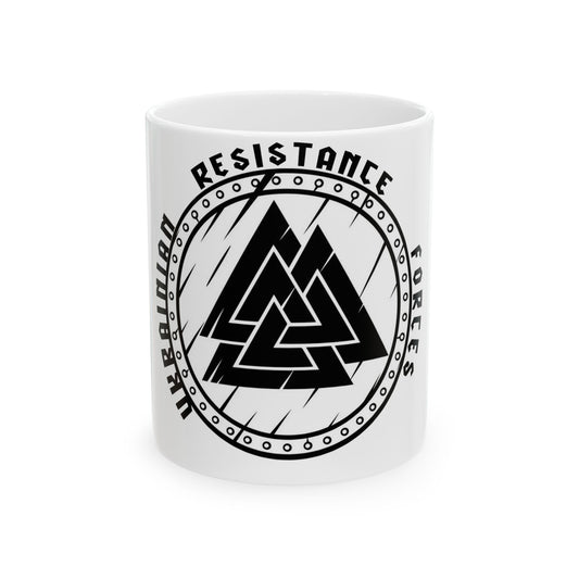 Valknut Resistance Ceramic Mug — Norse Symbol Coffee Cup (11oz/15oz)