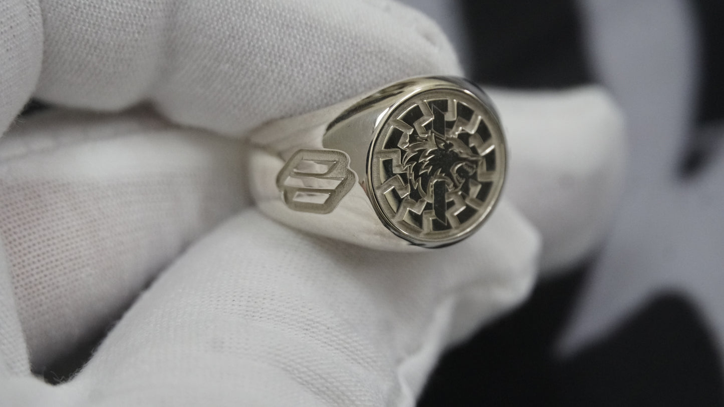 Ukraine Man Military 925 Sterling Silver Ring Werewolf BlackSun III Brigade 3 sides