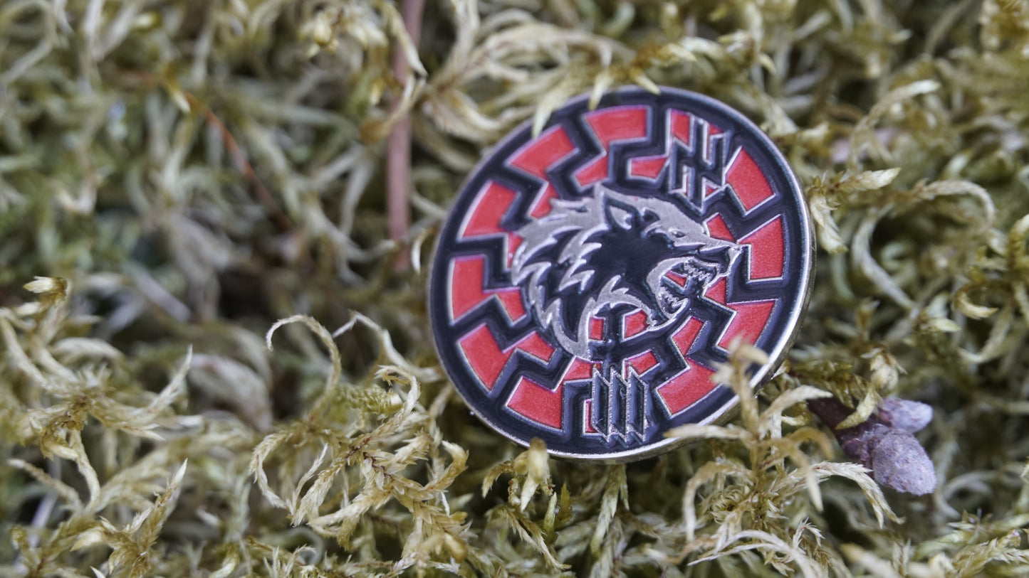 New RED Circle Badge  ARMY of UKRAINE Former AZOV 3rd Separate Assault Brigade Werewolf Black Sun