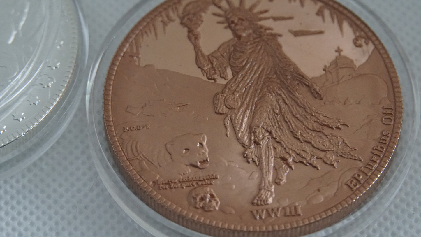 2037 WW III 50 mm Arctic Apocalyptic Liberty Medal Coin 2oz DEEP SEA EXCHANGE ART ARTIFACT