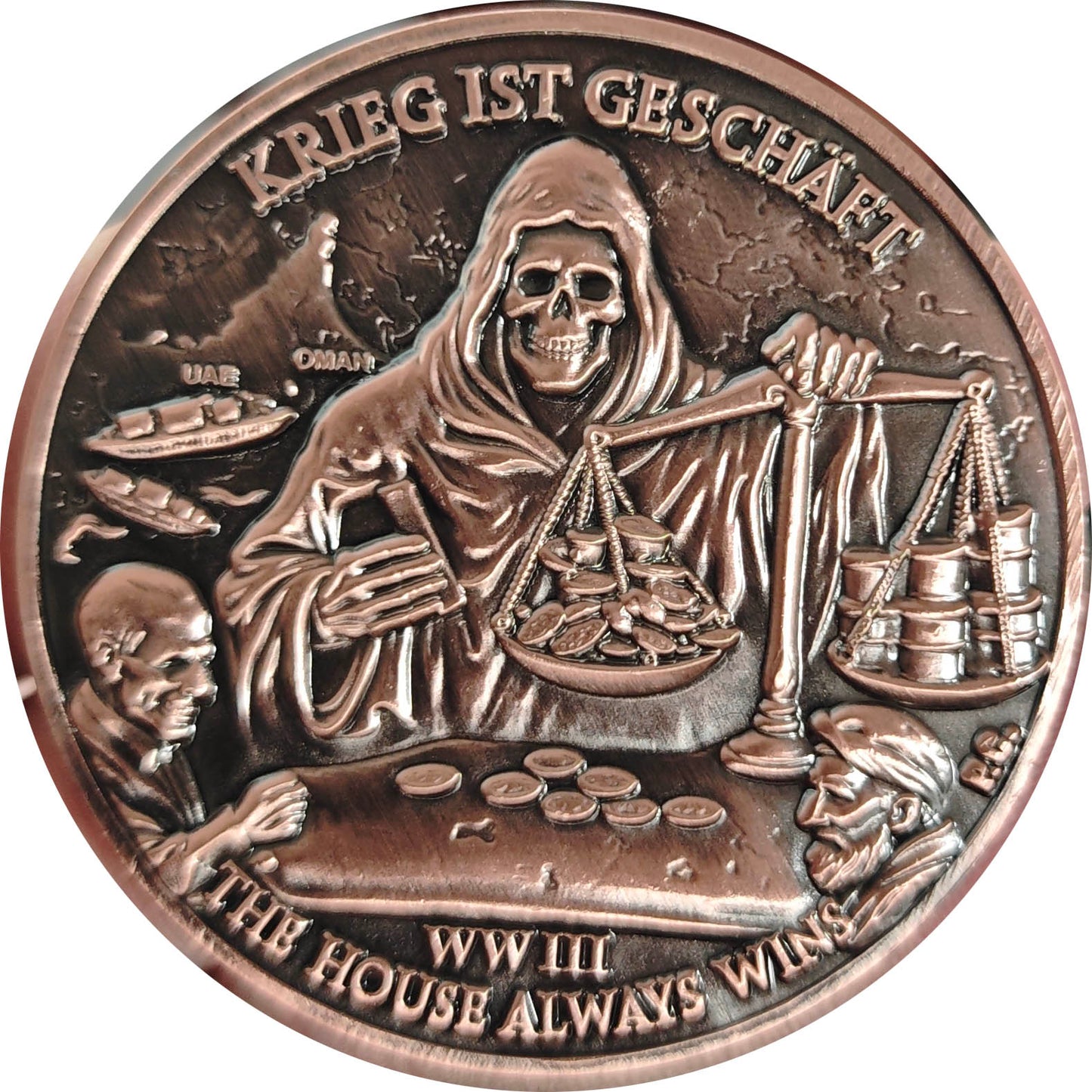 2026 WW III 50 mm WW 50mm Bronze Medal – Trump Liberty War Strait of Hormuz 2oz DEEP SEA EXCHANGE ART ARTIFACT