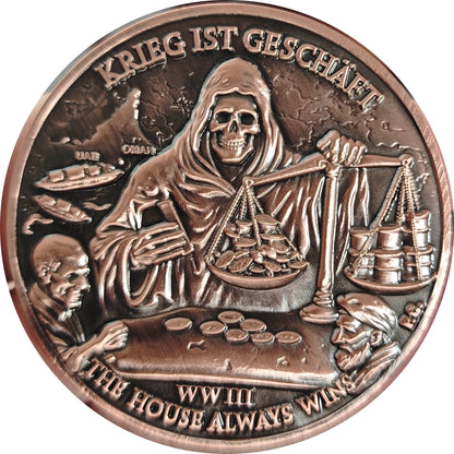 2026 WW III 50 mm WW 50mm Bronze Medal – Trump Liberty War Strait of Hormuz 2oz DEEP SEA EXCHANGE ART ARTIFACT