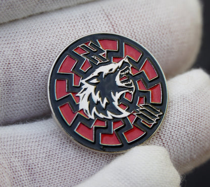 New RED Circle Badge  ARMY of UKRAINE Former AZOV 3rd Separate Assault Brigade Werewolf Black Sun