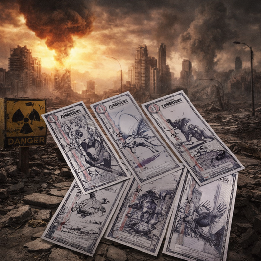 2026 2027 US Zombucks Silver Plated Banknote Silver PET Cards Apocalypse Currency
