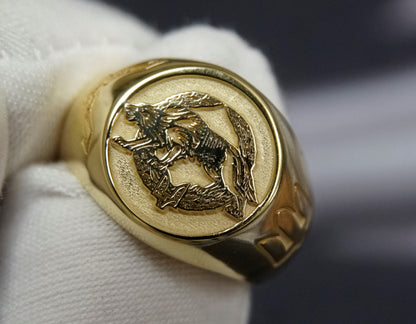 UKRAINE - ARMY Military Ring Special Operations Forces Werewolf (Ukraine) 18k Gold