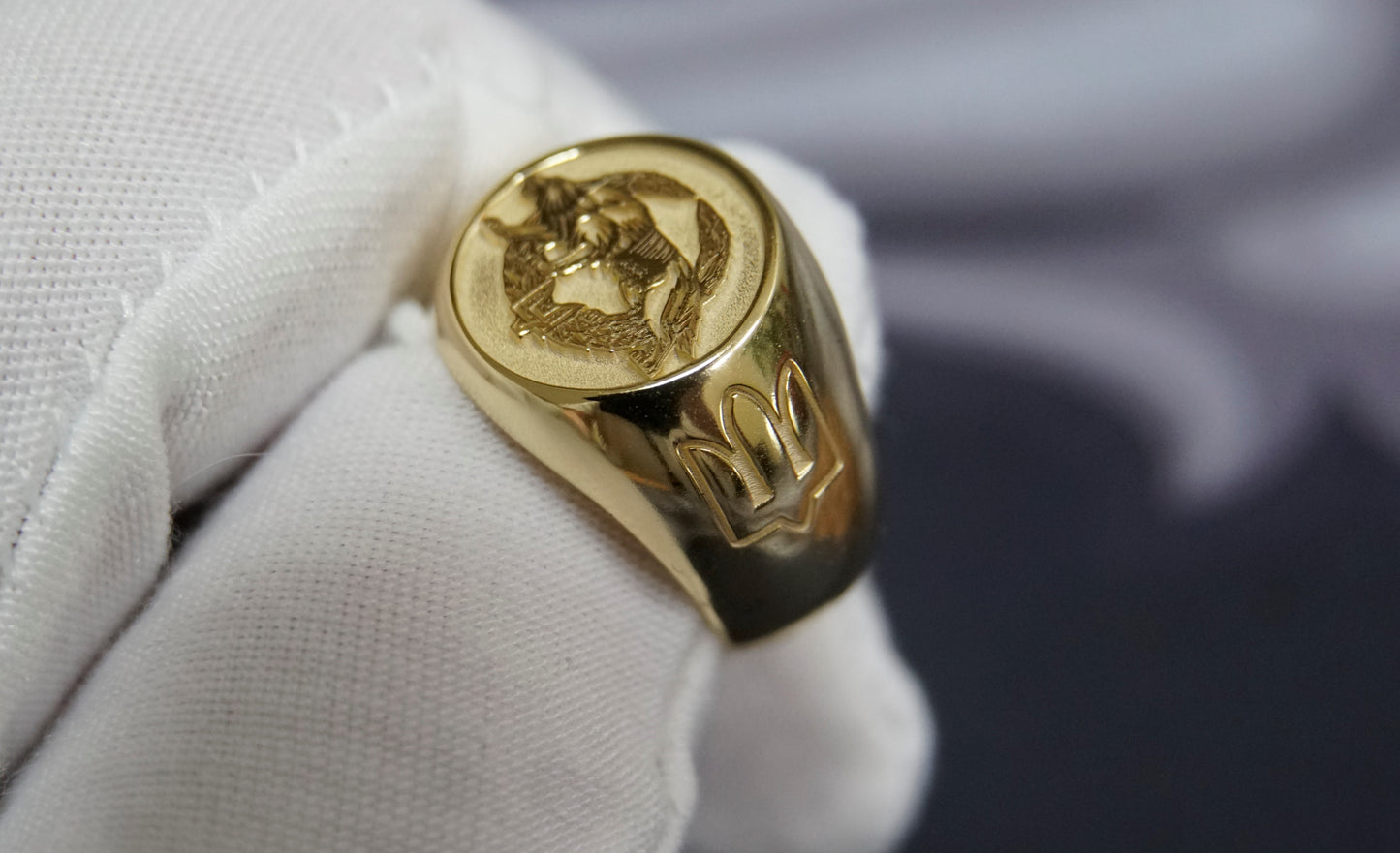 UKRAINE - ARMY Military Ring Special Operations Forces Werewolf (Ukraine) 18k Gold