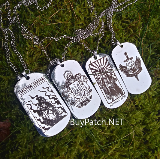 Stainless Steel Ukrainian Military Tactical Lucky Protective Amulet Dog Tag