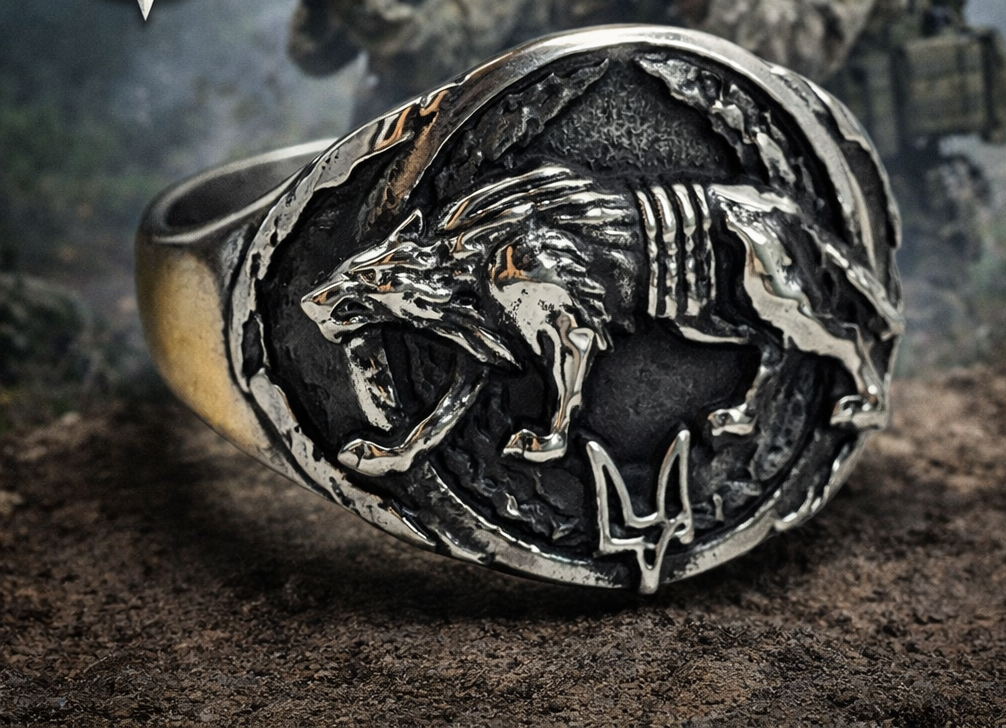 Ukraine Special Operation Forces Ring Glory to Ukraine, Heroes Glory, Silver Plated Steel Size 10